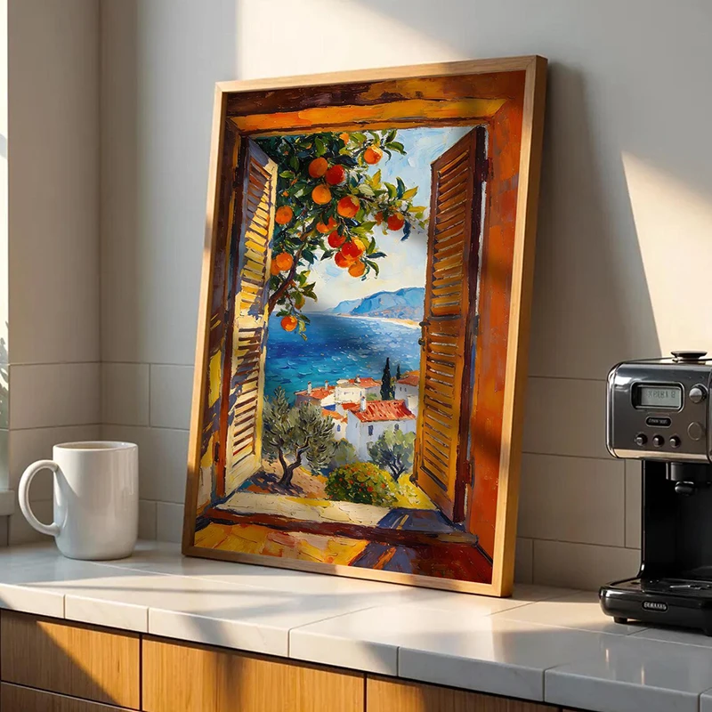 Mediterranean Window View Canvas Print, Amalfi Coast Landscape Painting, Italian Coastal for Living Room Home Decoration
Mediterranean Window View Canvas Print, Amalfi Coast Landscape Painting, Italian Coastal for Living Room Home Decoration