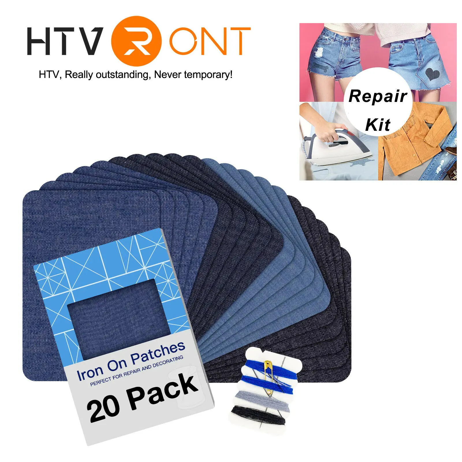 20pcs Jeans Denim Patches Iron On Elbow Knee Patches DIY Repair Kits For Clothing Pants Apparel Embroidered Sewing Fabric
20pcs Jeans Denim Patches Iron On Elbow Knee Patches DIY Repair Kits For Clothing Pants Apparel Embroidered Sewing Fabric