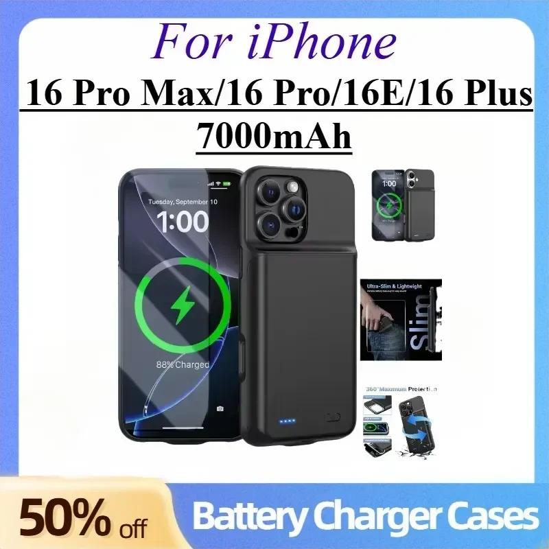 7000mAh Smart Battery Charger Case for iPhone 16 Pro Max/16 Pro/16E/16 Plus Battery Pack Power Bank External Charging Cover
7000mAh Smart Battery Charger Case for iPhone 16 Pro Max/16 Pro/16E/16 Plus Battery Pack Power Bank External Charging Cover