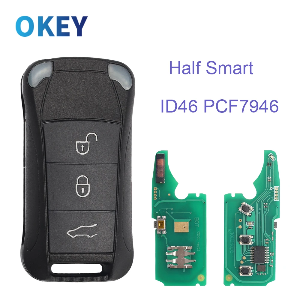Okey дистанционный автомобильный откидной ключ 315/433 МГц Half Smart ID46 PCF7946 чип для Porsche Cayenne GTS 2004-2011 складной ключ
Okey дистанционный автомобильный откидной ключ 315/433 МГц Half Smart ID46 PCF7946 чип для Porsche Cayenne GTS 2004-2011 складной ключ