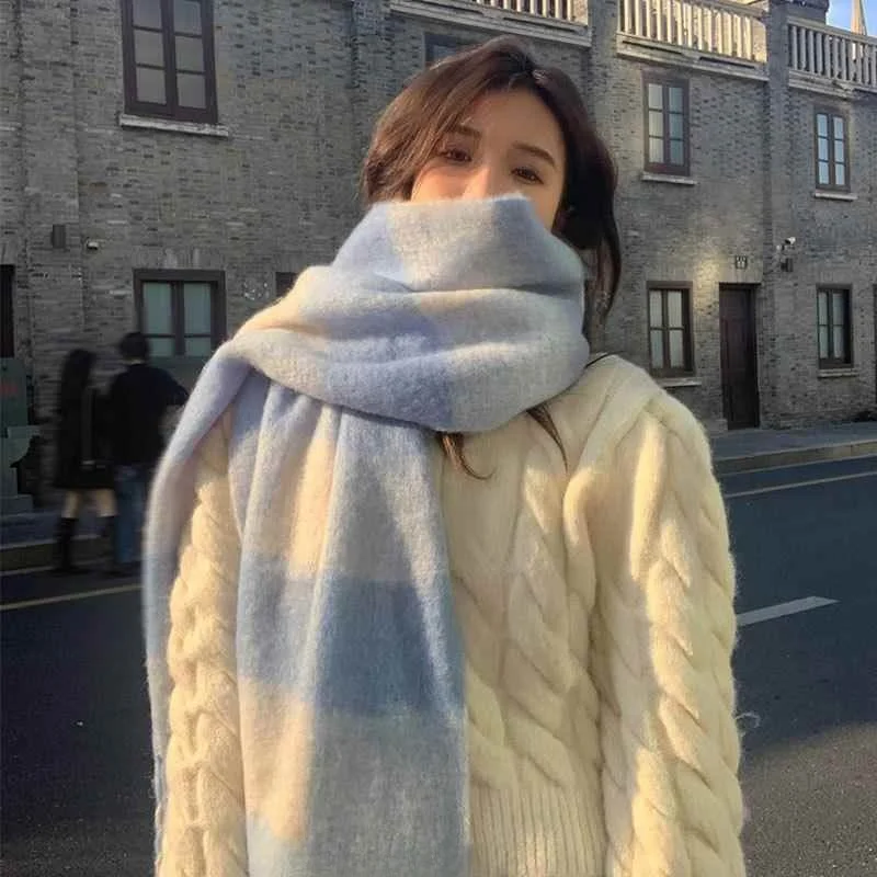 Blue Cream Plaid Cashmere Scarf Unisex Christmas Gift Versatile Trendy Neck Warmer Checkered Shawl Wrap Stylish Accessory
Blue Cream Plaid Cashmere Scarf Unisex Christmas Gift Versatile Trendy Neck Warmer Checkered Shawl Wrap Stylish Accessory