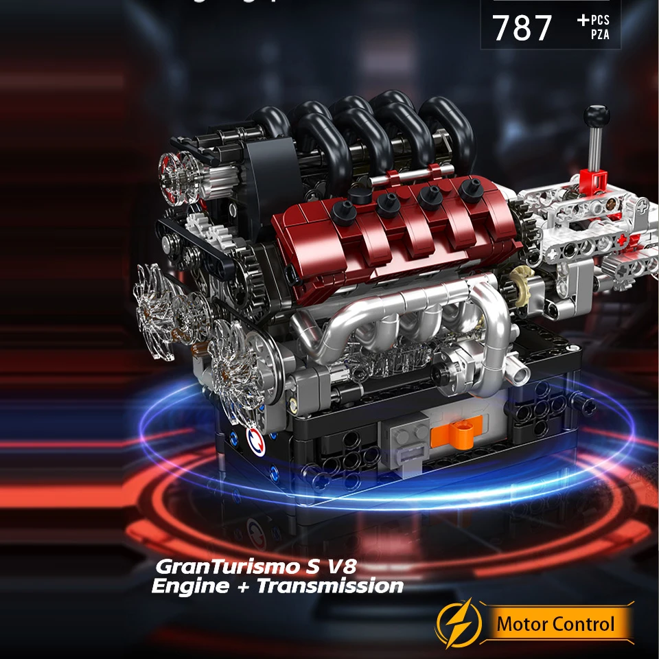 Mould King 10227 787PCS GTS V8 Engine+Transmission Building Blocks Classic Car Engine Gearbox Motor Control Kid Bricks Toys Gift
Mould King 10227 787PCS GTS V8 Engine+Transmission Building Blocks Classic Car Engine Gearbox Motor Control Kid Bricks Toys Gift