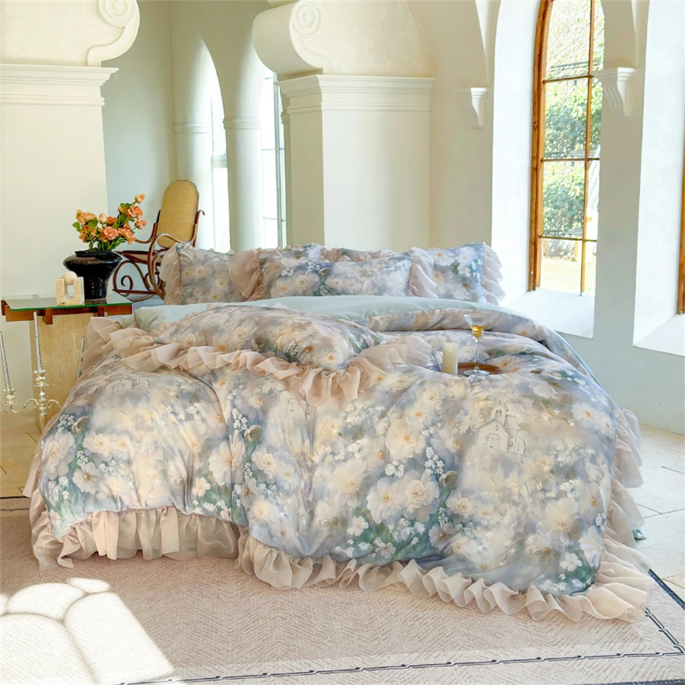Flower Bedding Set Luxury Bedroom Decor Comforter Ruffles Duvet Cover Set Pillowcase Bed Sheet Washed Cotton Four Pieces Set
Flower Bedding Set Luxury Bedroom Decor Comforter Ruffles Duvet Cover Set Pillowcase Bed Sheet Washed Cotton Four Pieces Set