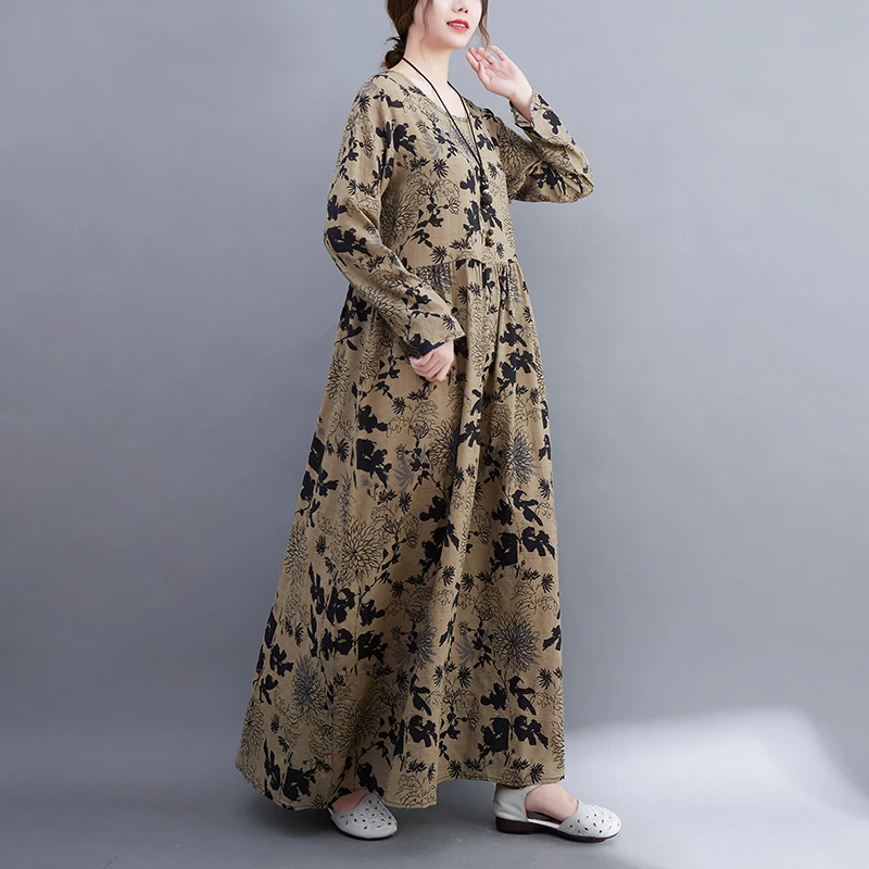 2023 Spring Autumn New Retro Literary Long Dress Women Fashion Printed Round Neck Long Sleeve Elegant Pullover Dress Female Robe
2023 Spring Autumn New Retro Literary Long Dress Women Fashion Printed Round Neck Long Sleeve Elegant Pullover Dress Female Robe