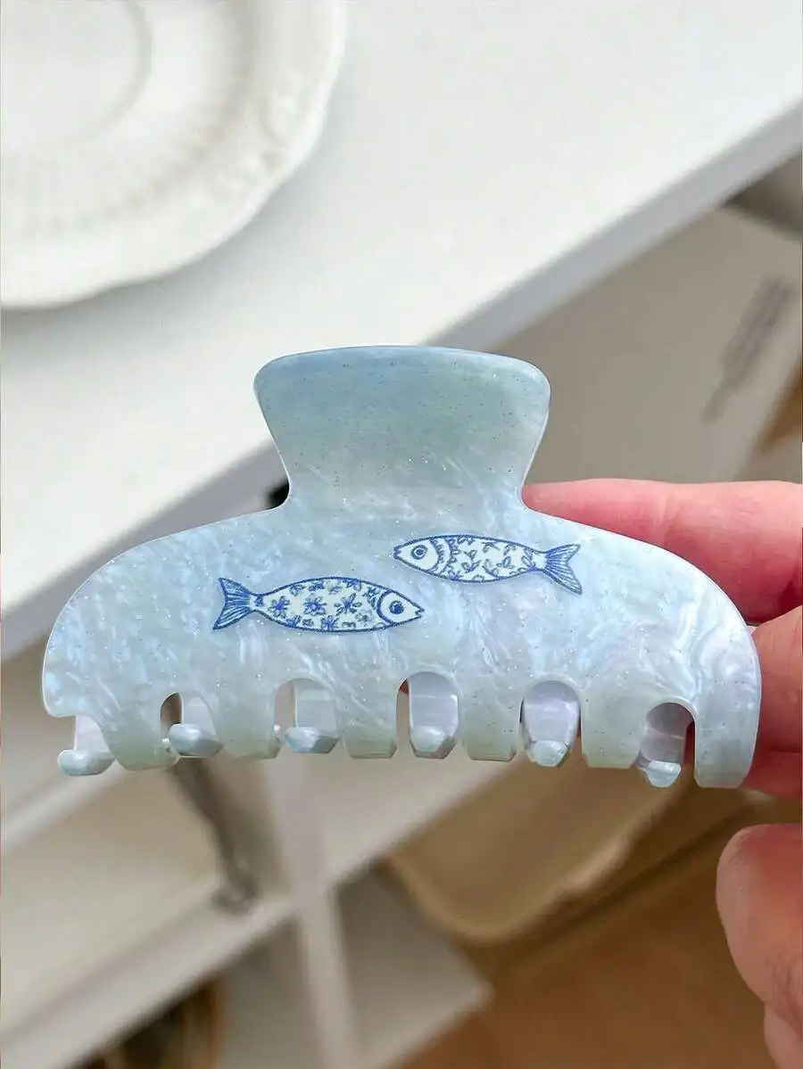 Vintage Fish Print Cellulose Acetate Hair Claw Clip For Women Non-Slip French Style Elegant Hair Accessory
Vintage Fish Print Cellulose Acetate Hair Claw Clip For Women Non-Slip French Style Elegant Hair Accessory