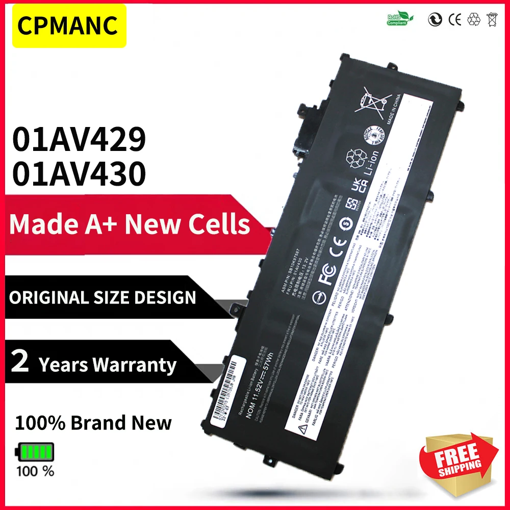 CPMANC 01AV494 01AV430 01AV431 Laptop Battery For Lenovo Thinkpad X1 Carbon 5th 2017 6th 2018 Series 01AV429 SB10K97586
CPMANC 01AV494 01AV430 01AV431 Laptop Battery For Lenovo Thinkpad X1 Carbon 5th 2017 6th 2018 Series 01AV429 SB10K97586