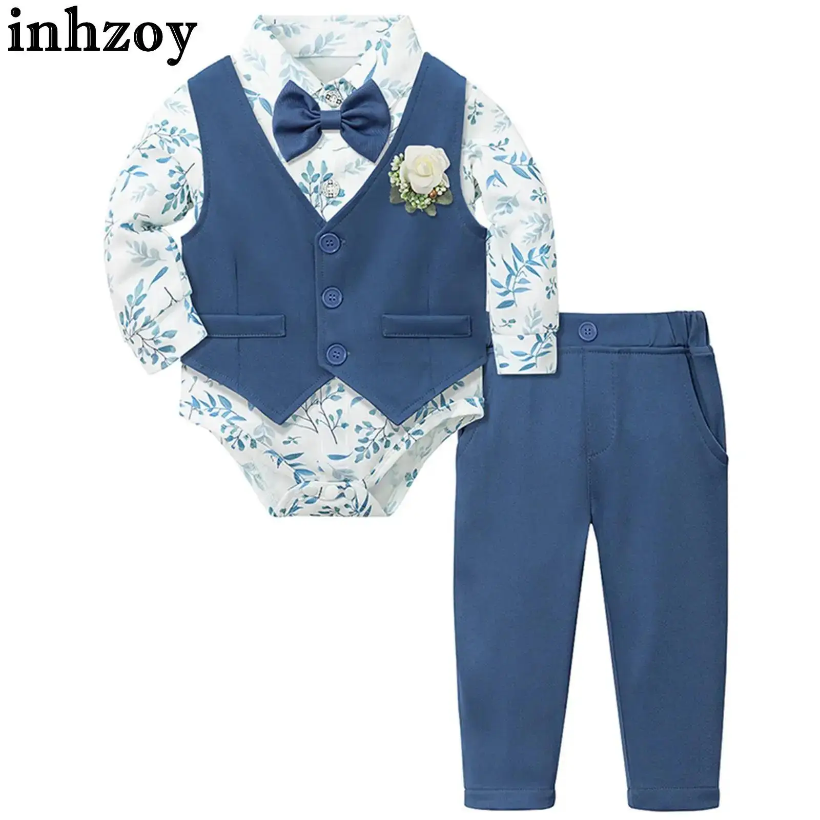Baby Boys Christening Wedding Photography Birthday Party Gentleman Suit Long Sleeve Bowtie Romper with Vest Pants Brooch Set
Baby Boys Christening Wedding Photography Birthday Party Gentleman Suit Long Sleeve Bowtie Romper with Vest Pants Brooch Set