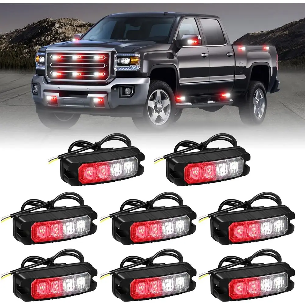 8PCS Sync Grill Ency Lights 32 LED Red White ireighter Lights Grille Surace Mount Strobe lashing Warning Saety Hazard irst Respo
8PCS Sync Grill Ency Lights 32 LED Red White ireighter Lights Grille Surace Mount Strobe lashing Warning Saety Hazard irst Respo