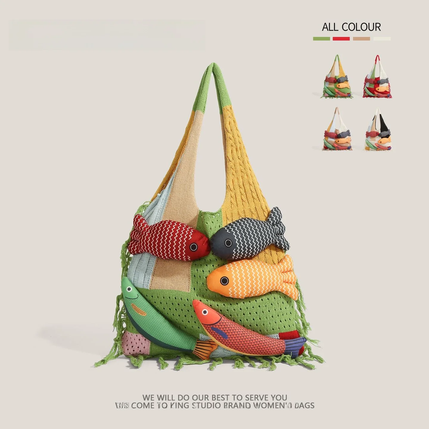 Casual Knitted Woolen Rope Tassel Splicing Women's Handbag Simple Weaving Unique Design Large Size Soft Fabric Handbag
Casual Knitted Woolen Rope Tassel Splicing Women's Handbag Simple Weaving Unique Design Large Size Soft Fabric Handbag