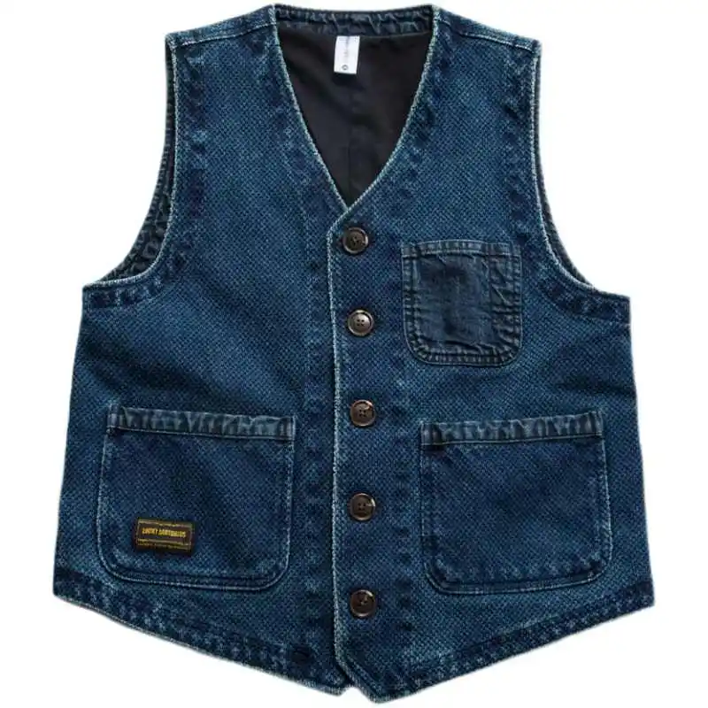 Lucky Sartorius Japanese Men's Clothing Kendo Fabric Indigo Dyed Multi Pocket Stylish Vest Jacket for Men
Lucky Sartorius Japanese Men's Clothing Kendo Fabric Indigo Dyed Multi Pocket Stylish Vest Jacket for Men
