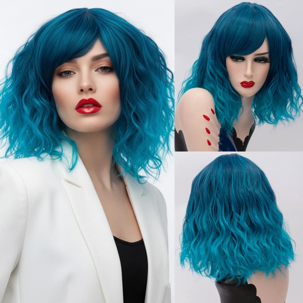 Women Short Curly Blue Wig with Side Bangs Fluffy Synthetic Heat Resistant Daily Party Cosplay Use
Women Short Curly Blue Wig with Side Bangs Fluffy Synthetic Heat Resistant Daily Party Cosplay Use