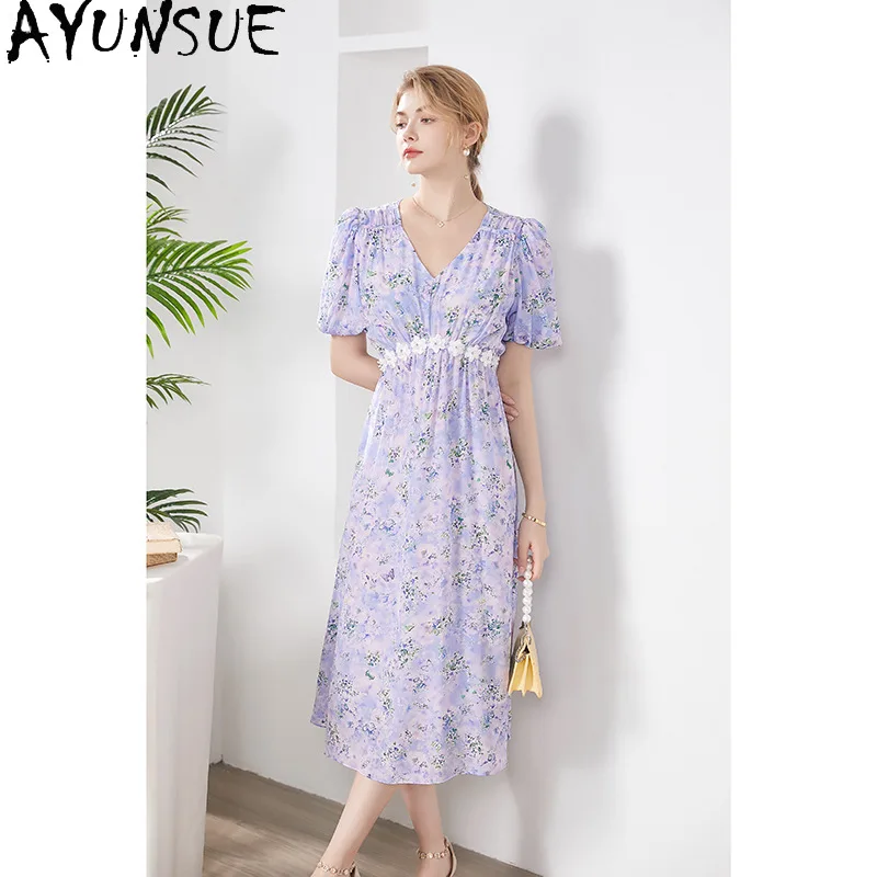 100% Mulberry Silk Summer Dress 2024 Elegant Floral Dress Woman Clothes Long Dresses for Women Lantern Sleeve Vestido De Mujer
100% Mulberry Silk Summer Dress 2024 Elegant Floral Dress Woman Clothes Long Dresses for Women Lantern Sleeve Vestido De Mujer