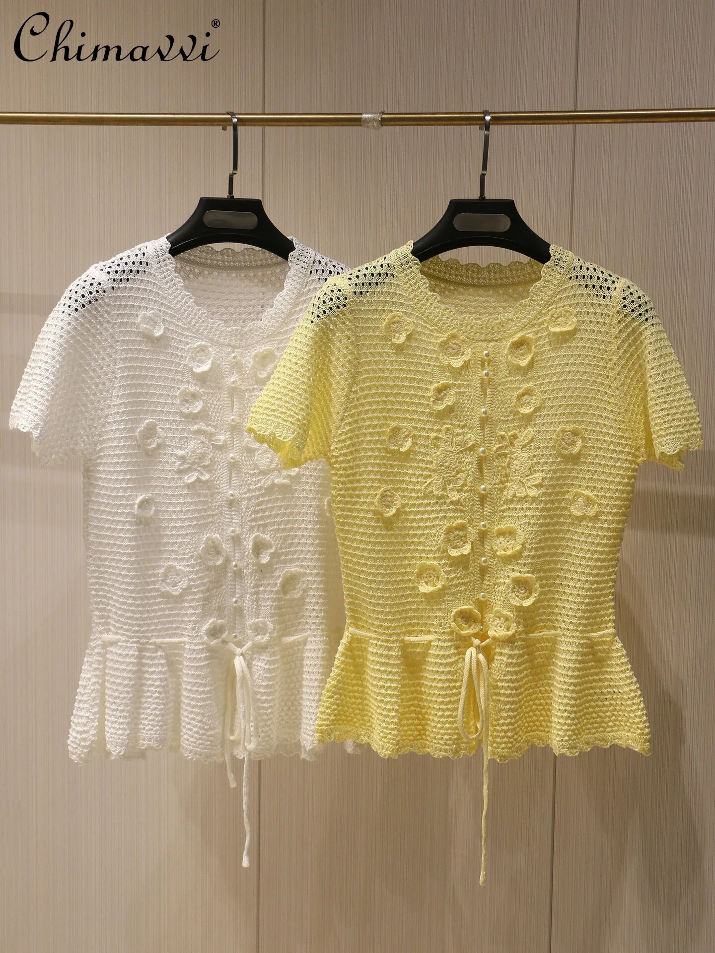 2026 Summer Clothes New Fashion Yellow Short-sleeve Embroidered Knit Cardigan Women's Slim-fit Slim-fit Elegant Knit Top
2026 Summer Clothes New Fashion Yellow Short-sleeve Embroidered Knit Cardigan Women's Slim-fit Slim-fit Elegant Knit Top