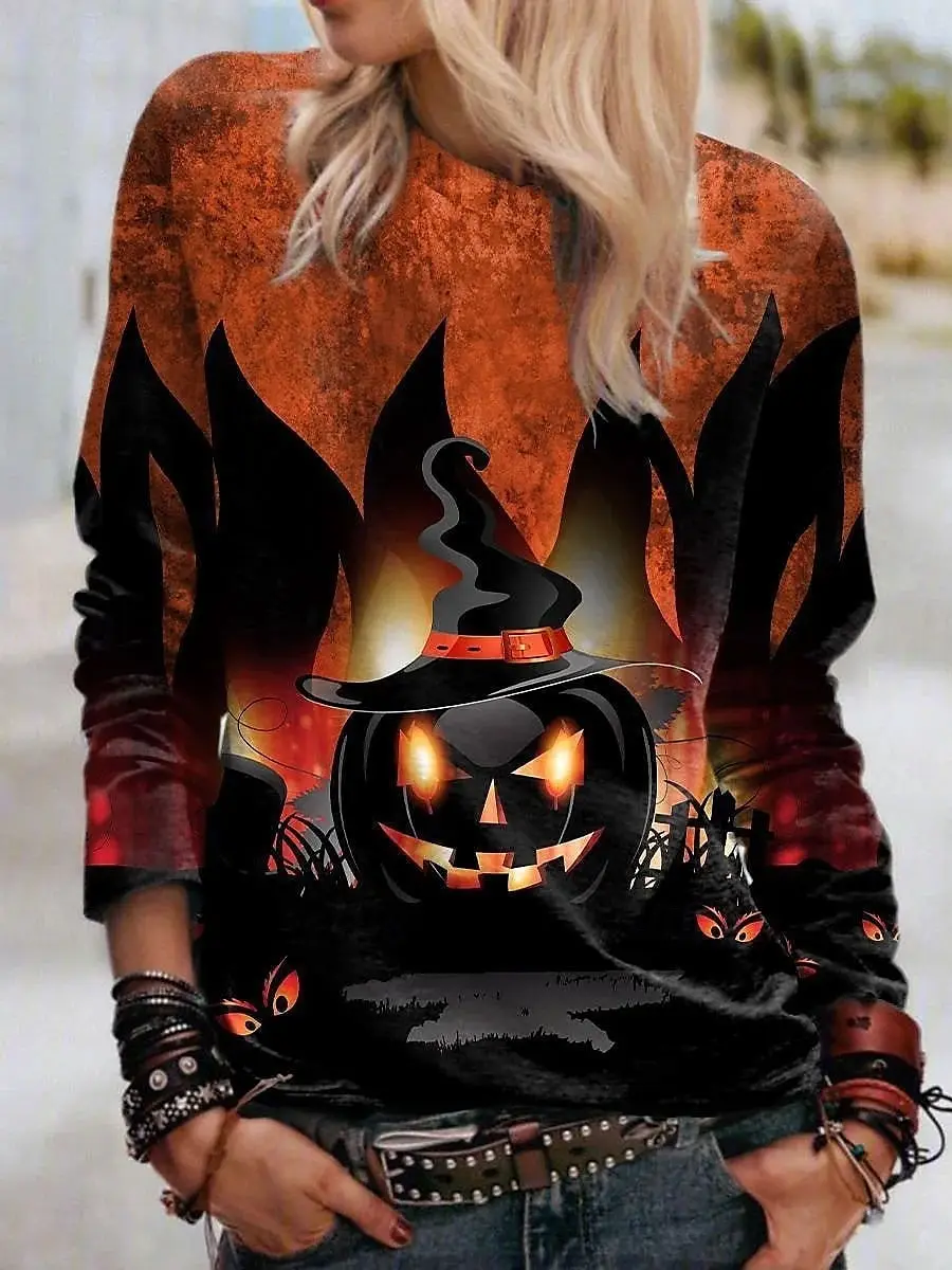 New Halloween Style Women's Long Sleeved T-shirt 3D Pumpkin Print Crew Neck T-shirt Autumn Street Y2k Harajuku Pullover Clothing
New Halloween Style Women's Long Sleeved T-shirt 3D Pumpkin Print Crew Neck T-shirt Autumn Street Y2k Harajuku Pullover Clothing