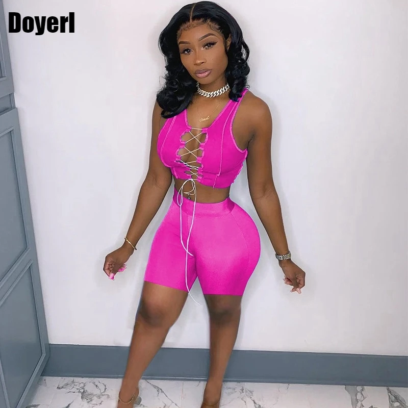 Lace Up Sexy 2 Piece Sets Womens Outfits Summer Sport Suit Crop Top and Biker Shorts Sets for Women Tracksuit Joggers Activewear
Lace Up Sexy 2 Piece Sets Womens Outfits Summer Sport Suit Crop Top and Biker Shorts Sets for Women Tracksuit Joggers Activewear