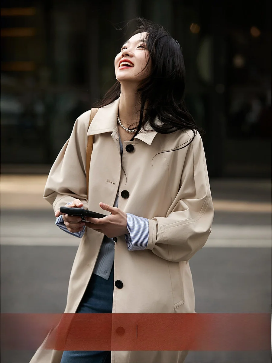 Washable Long Loose Women's Windbreaker British Style Collar Casual Outerwear Polyester Cotton Blend Spring Autumn Wear
Washable Long Loose Women's Windbreaker British Style Collar Casual Outerwear Polyester Cotton Blend Spring Autumn Wear