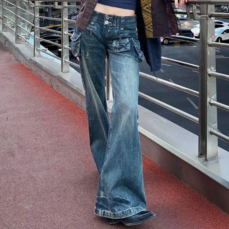 Harajuku Y2K Grunge Vintage Jeans Women Low Waist Pockets Skinny Flare Pants 2000s American Retro Cargo Trousers Pantalones
Harajuku Y2K Grunge Vintage Jeans Women Low Waist Pockets Skinny Flare Pants 2000s American Retro Cargo Trousers Pantalones