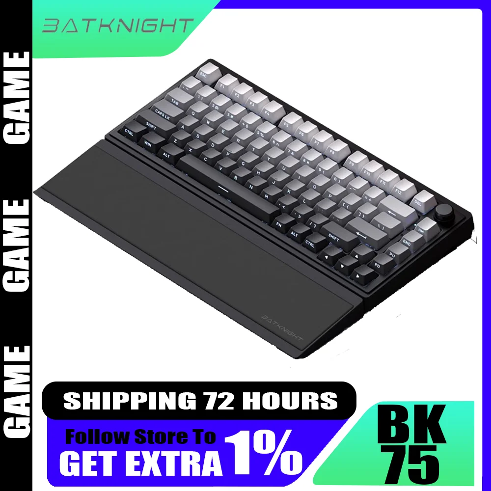 BATKNIGHT BK75 Wireless Pad Is Hot-swappable with 75 Keys Three-mode Mechanical KeyboardRGB Gaming Esports Folding Dust Cover
BATKNIGHT BK75 Wireless Pad Is Hot-swappable with 75 Keys Three-mode Mechanical KeyboardRGB Gaming Esports Folding Dust Cover