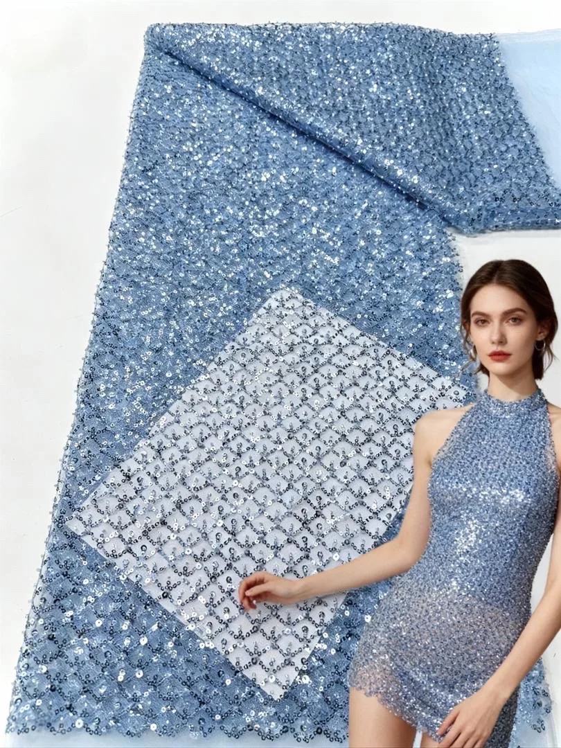 2025 Luxury French Mesh Embroidery Beaded Lace Fabric African Nigerian Sequins Lace Fabrics For Wedding Dress Sewing Material 
2025 Luxury French Mesh Embroidery Beaded Lace Fabric African Nigerian Sequins Lace Fabrics For Wedding Dress Sewing Material