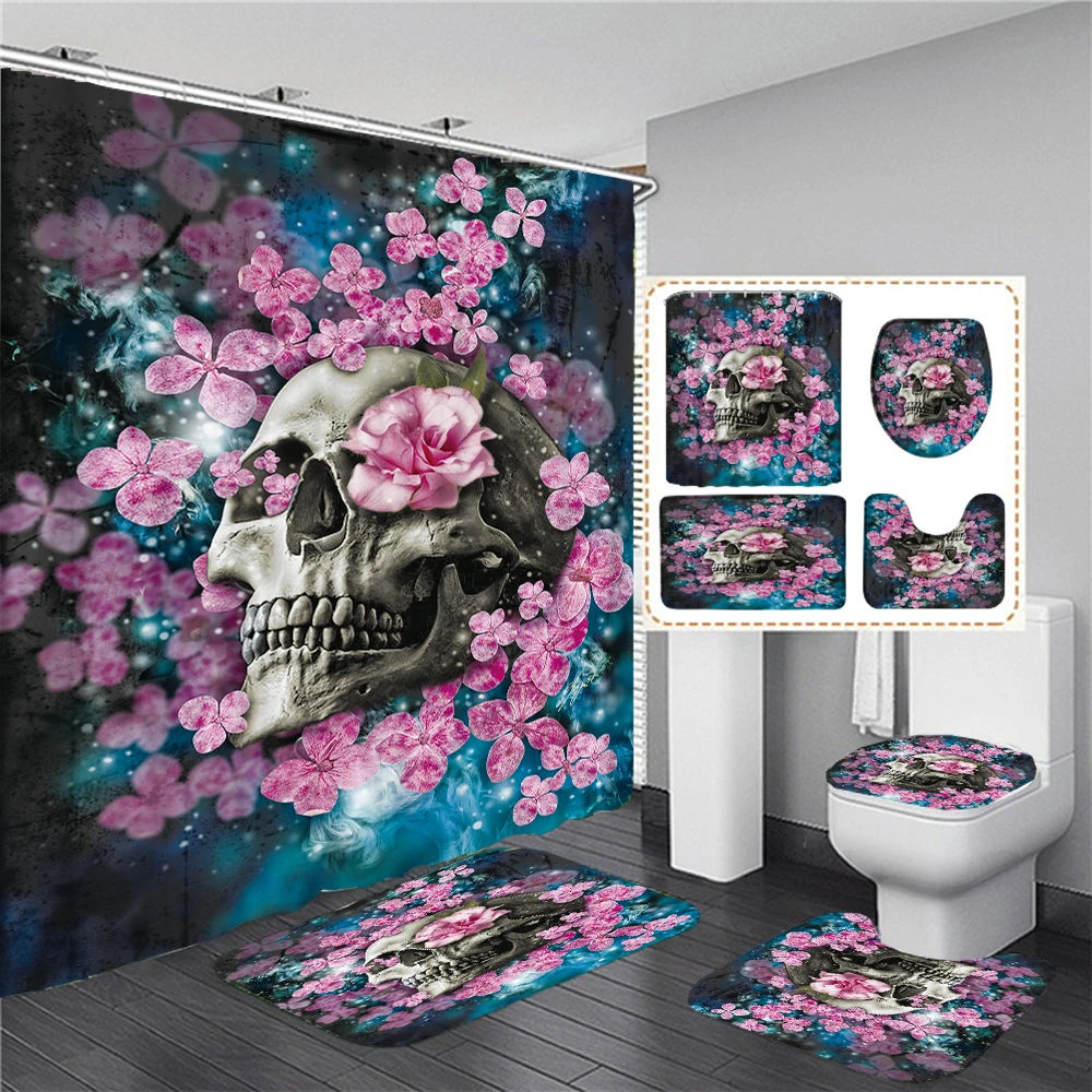 Flowers Skull Skeleton Printed Shower Curtain Polyester Bathroom Screen Bathtub Partition Bath Mat Set Halloween Decor Curtain
Flowers Skull Skeleton Printed Shower Curtain Polyester Bathroom Screen Bathtub Partition Bath Mat Set Halloween Decor Curtain