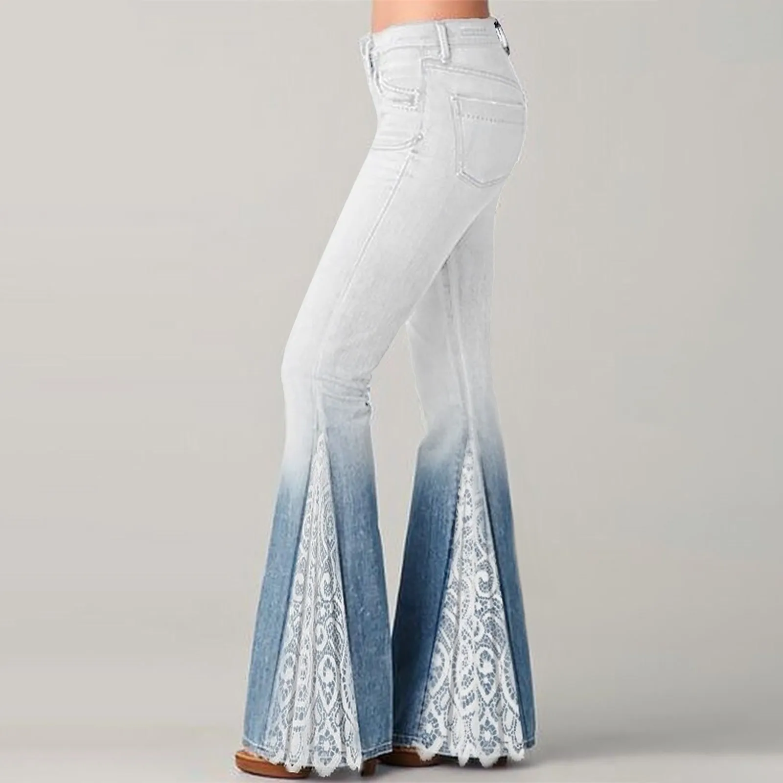 Women's Fashion Gradient Print Lace Splice Flare Tousers 2023 New Y2K High Waist Slim Pants Harajuku High Street Art Style Jeans
Women's Fashion Gradient Print Lace Splice Flare Tousers 2023 New Y2K High Waist Slim Pants Harajuku High Street Art Style Jeans