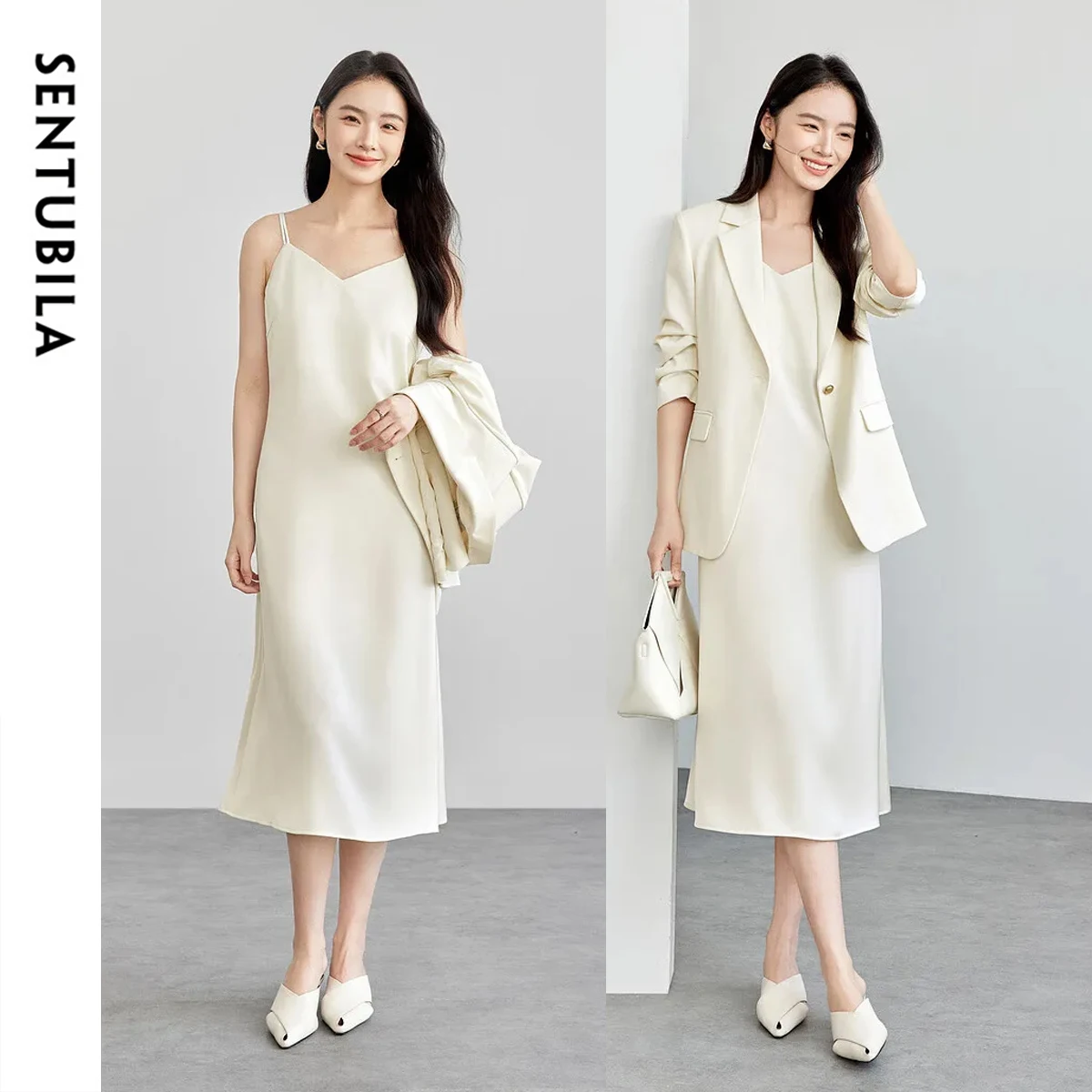 SENTUBILA Women's Two-piece Dress Office Wear Pile Up Half Sleeves Blazer Long Suspender Dresses Ladies Dress Sets 151Z80043Z
SENTUBILA Women's Two-piece Dress Office Wear Pile Up Half Sleeves Blazer Long Suspender Dresses Ladies Dress Sets 151Z80043Z