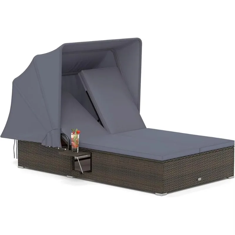 【Hot Item】Grey Wicker Double Chaise With Adjustable Backrest And Cushions, 2-Person Outdoor Patio Bed With Side Trays
【Hot Item】Grey Wicker Double Chaise With Adjustable Backrest And Cushions, 2-Person Outdoor Patio Bed With Side Trays
