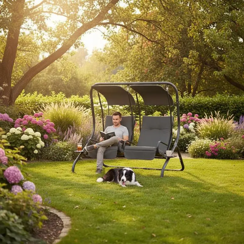 Garden Swing, Weatherproof, 2 Separate Sizes, 2 Drink Holders, 170 Cm X 136 Cm X 170 Cm, Grey
Garden Swing, Weatherproof, 2 Separate Sizes, 2 Drink Holders, 170 Cm X 136 Cm X 170 Cm, Grey