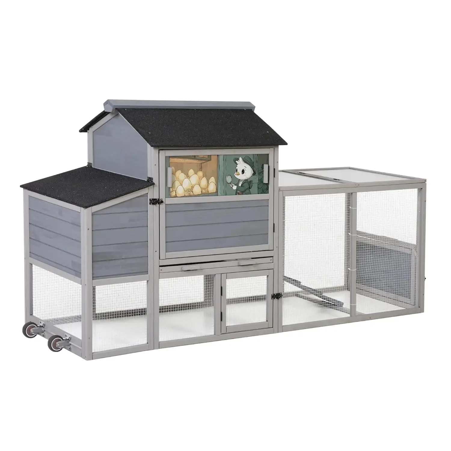 82" Large Wooden Chicken Coop, Outdoor Rabbit Hutch with Wheels, Sunshine Board, Asphalt Roof, Ramp, Openable Top,, Customized
82" Large Wooden Chicken Coop, Outdoor Rabbit Hutch with Wheels, Sunshine Board, Asphalt Roof, Ramp, Openable Top,, Customized