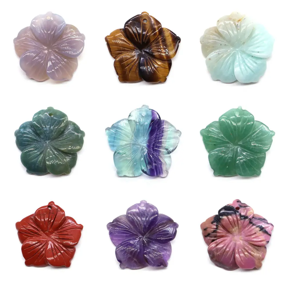 28mm Peach Blossom Flower Pendant Natural Stone Fluorite Amethyst Rose Quartz Carved Fashion Jewelry DIY Necklace Accessory Gift
28mm Peach Blossom Flower Pendant Natural Stone Fluorite Amethyst Rose Quartz Carved Fashion Jewelry DIY Necklace Accessory Gift