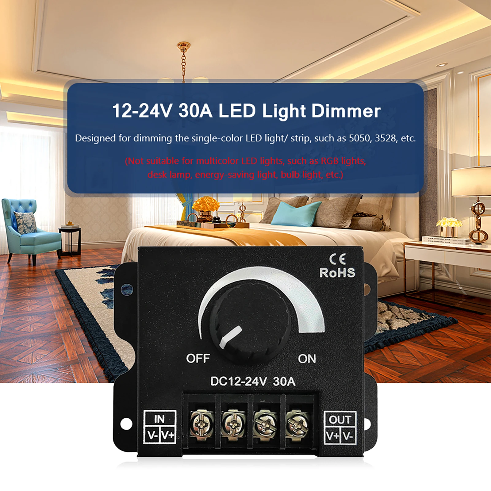 12-24V 30A LED Light Dimmer Stepless Dimming PWM Dimmer Switch Knob Manual Brightness Adjuster Controller Memory Function
12-24V 30A LED Light Dimmer Stepless Dimming PWM Dimmer Switch Knob Manual Brightness Adjuster Controller Memory Function