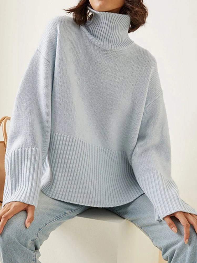 Knitted Turtleneck Sweater Women Autumn Winter Long Sleeve Oversized Pullovers Female Elegant Fashion Split Solid Color Knitwear
Knitted Turtleneck Sweater Women Autumn Winter Long Sleeve Oversized Pullovers Female Elegant Fashion Split Solid Color Knitwear