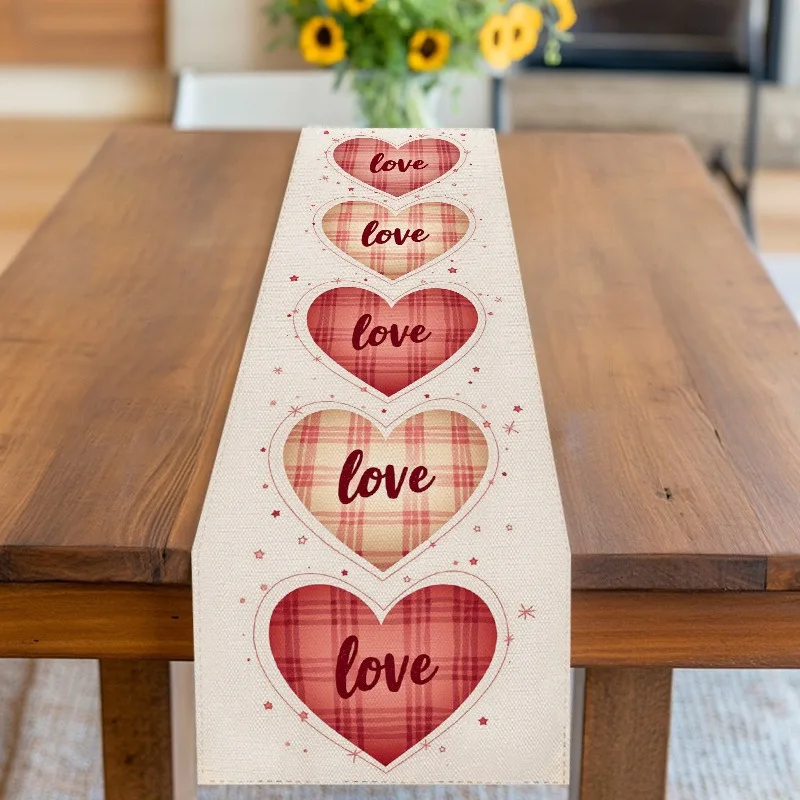 Nordic heart-shaped checkered table flag with heart-shaped red pink beige Table Runner suitable for romantic table decoration on
Nordic heart-shaped checkered table flag with heart-shaped red pink beige Table Runner suitable for romantic table decoration on