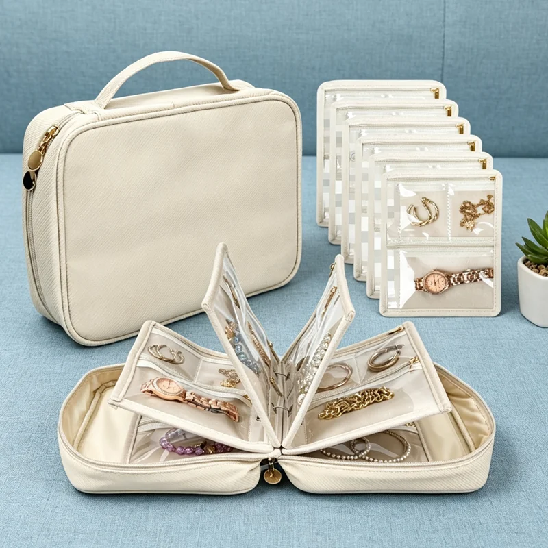 Portable Jewelry Organizer with Removable Pages, Clear Zipper Pouch Storage Bag for Rings, Earrings, Bracelets
Portable Jewelry Organizer with Removable Pages, Clear Zipper Pouch Storage Bag for Rings, Earrings, Bracelets