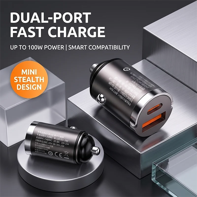 Mini Super Car Charger USB C Dual Port Fast Charging Adapter Flush Fit For 12V/24V Car Adapter For iPhone 17 16 For Samsung Etc.
Mini Super Car Charger USB C Dual Port Fast Charging Adapter Flush Fit For 12V/24V Car Adapter For iPhone 17 16 For Samsung Etc.