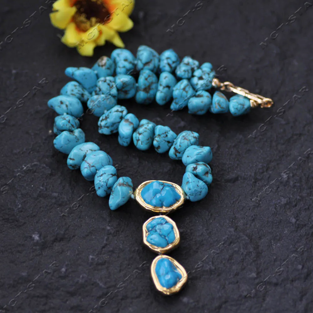MTC·STAR 20'' 32mm Blue Baroque Irregular Raw Ore Turquoise Necklace Gold-plated Pendant (Z14600)
MTC·STAR 20'' 32mm Blue Baroque Irregular Raw Ore Turquoise Necklace Gold-plated Pendant (Z14600)