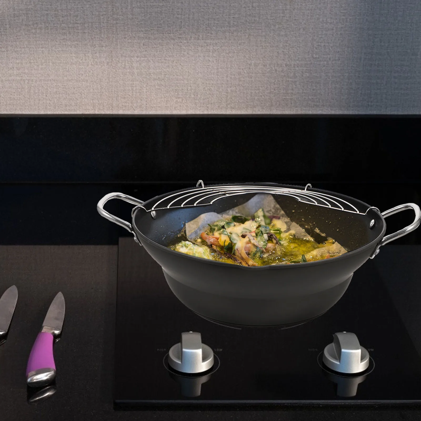 Japanese Tempura Fryer Oil Frying Pot Mini Non Stick Style Deep Stainless Steel Portable Home 
Japanese Tempura Fryer Oil Frying Pot Mini Non Stick Style Deep Stainless Steel Portable Home