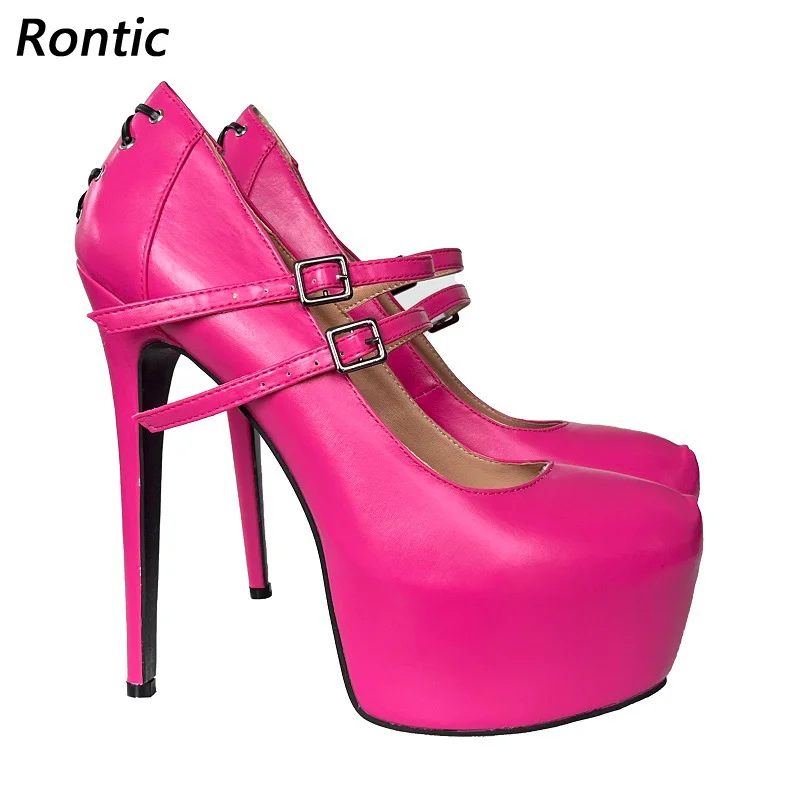 Rontic Новые женские туфли-лодочки на платформе, пикантные туфли на шпильке с круглым носком, великолепные туфли цвета фуксии, синие, оранжевые, красные, женские модельные туфли, размер США 5-20
Rontic Новые женские туфли-лодочки на платформе, пикантные туфли на шпильке с круглым носком, великолепные туфли цвета фуксии, синие, оранжевые, красные, женские модельные туфли, размер США 5-20