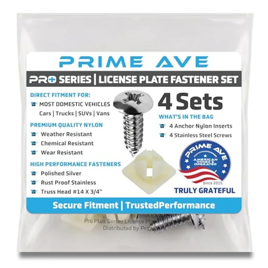 License Plate Screws with Nylon Inserts - Stainless Steel Rust Proof License Plate Screws for Securing License Plates, Frames a
License Plate Screws with Nylon Inserts - Stainless Steel Rust Proof License Plate Screws for Securing License Plates, Frames a
