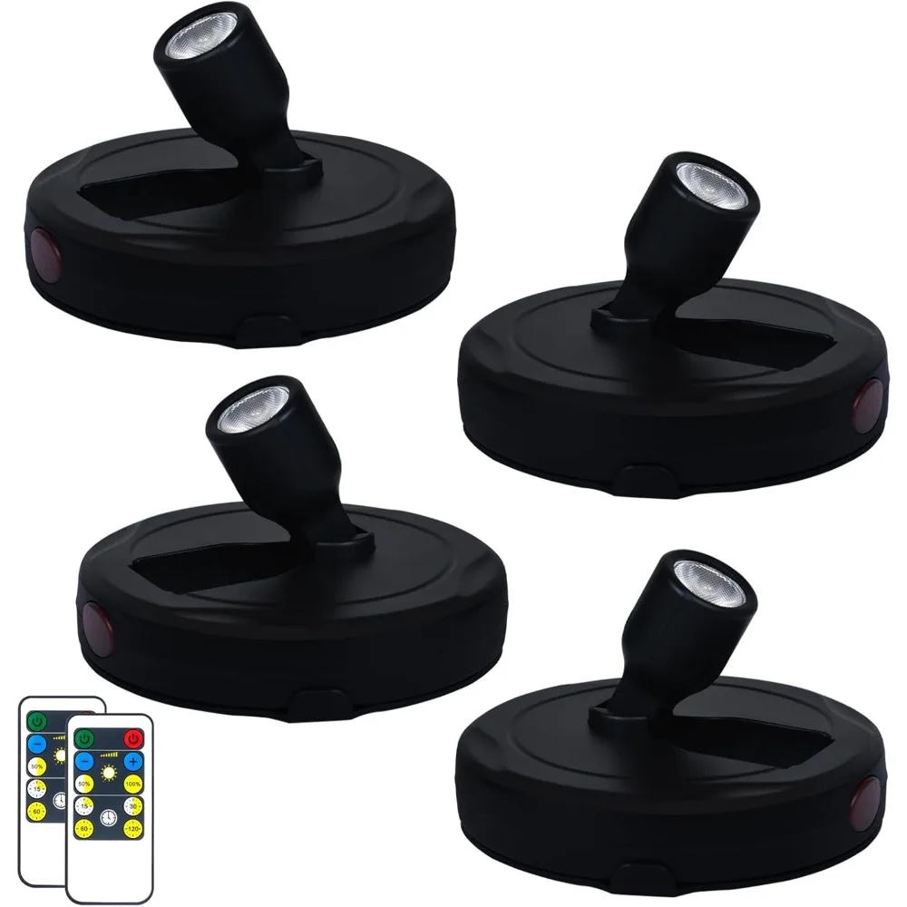 4-Pack LED Spotlight with Remote, Battery Powered for Wall Art Display, Indoor Uplighting and Plant Accent
4-Pack LED Spotlight with Remote, Battery Powered for Wall Art Display, Indoor Uplighting and Plant Accent