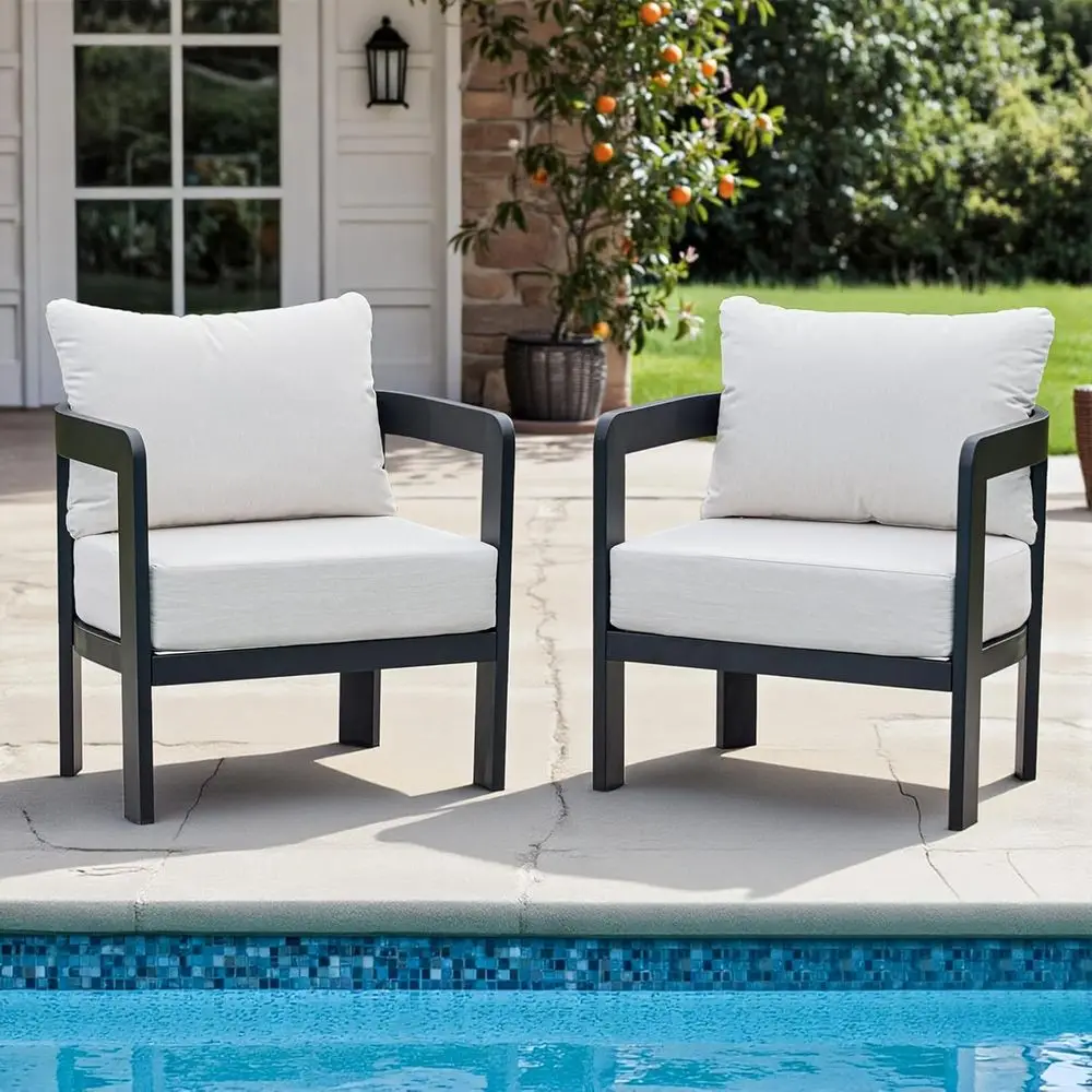 2-Piece Metal Patio Armchair Set with 6 Cushions, Ideal for Balcony, Backyard, Porch or Deck in White
2-Piece Metal Patio Armchair Set with 6 Cushions, Ideal for Balcony, Backyard, Porch or Deck in White