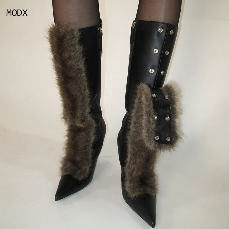 Women's Sandals 2025 Sexy Catwalk Ladies Stiletto Fur Boots New Pointed Fashion Model Stage Boots 35-44 Autumn Winter Boots
Women's Sandals 2025 Sexy Catwalk Ladies Stiletto Fur Boots New Pointed Fashion Model Stage Boots 35-44 Autumn Winter Boots
