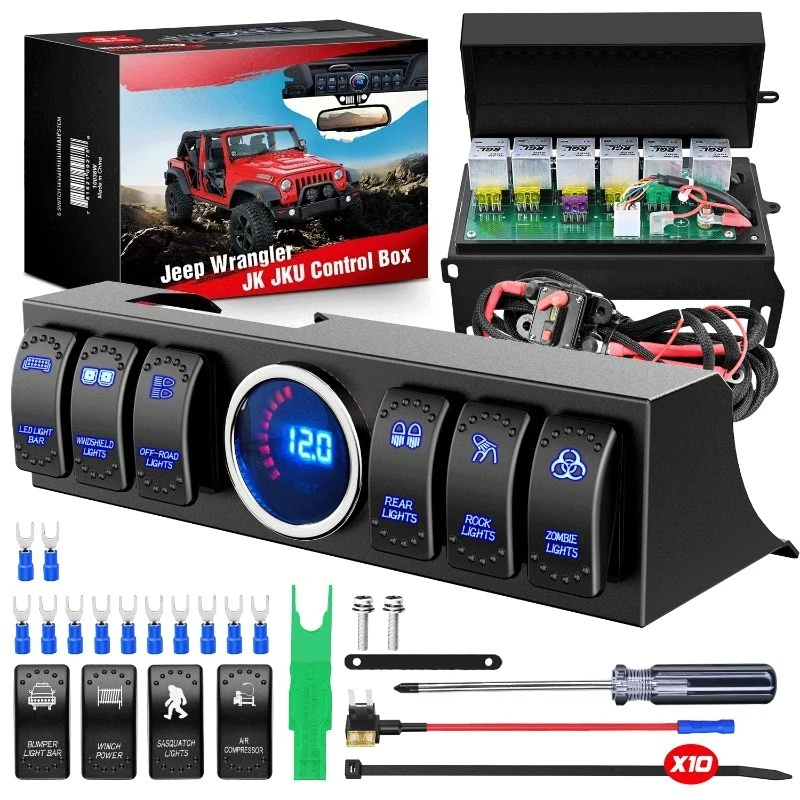 Gang Rocker Switch 12V Panel Relay Box Circuit Control System with 80A Breaker Covers and Removals for Jeep Wrangler J
Gang Rocker Switch 12V Panel Relay Box Circuit Control System with 80A Breaker Covers and Removals for Jeep Wrangler J