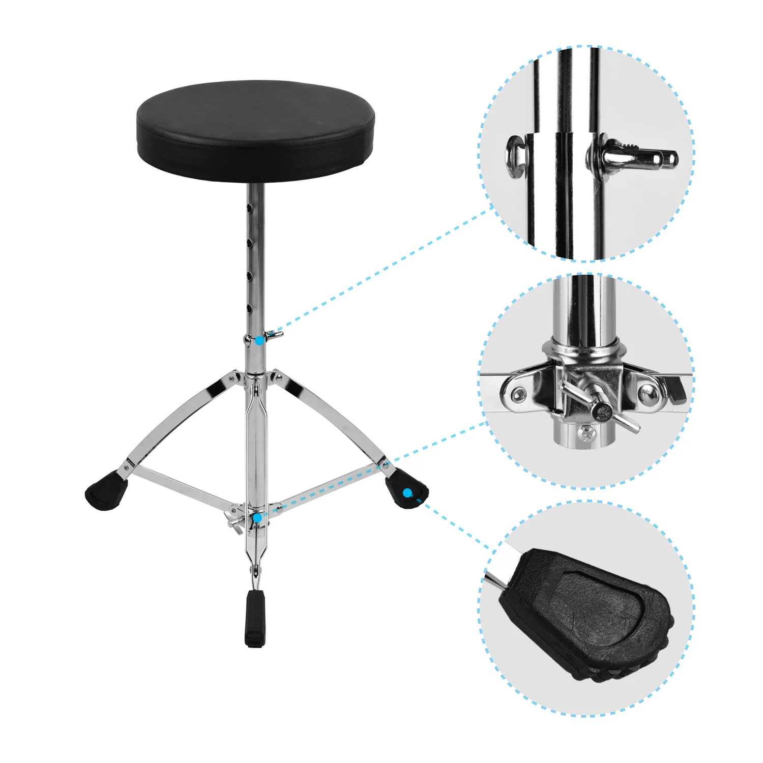 Universal Drum Throne Round Padded Drum Seat Stool Double-braced Stainless Steel Legs Anti-slip 5 Levels Adajustable Height
Universal Drum Throne Round Padded Drum Seat Stool Double-braced Stainless Steel Legs Anti-slip 5 Levels Adajustable Height