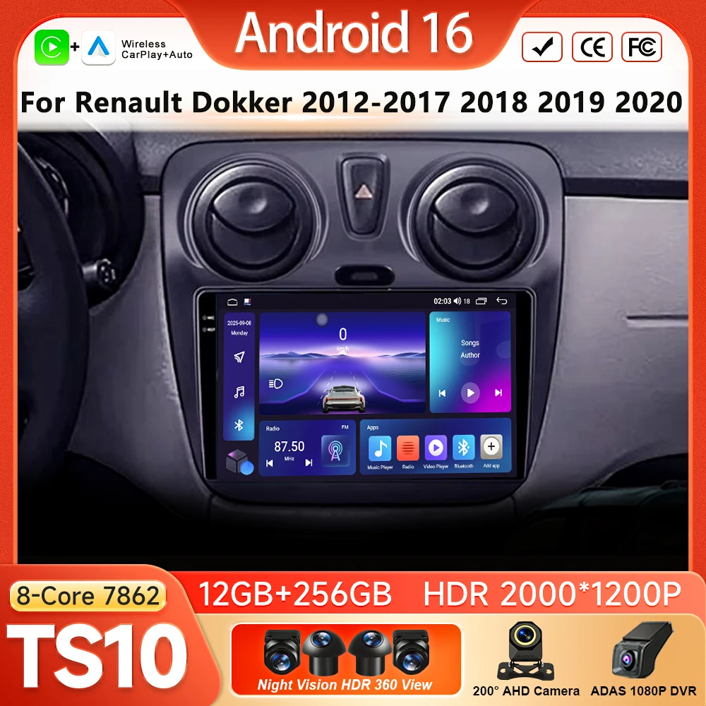 Android 16 Wireless Carplay Radio For Renault Dokker 2012 2013 2014 2015 2016 2017 2018 2019 2020 GPS Navigation Android Auto 4G
Android 16 Wireless Carplay Radio For Renault Dokker 2012 2013 2014 2015 2016 2017 2018 2019 2020 GPS Navigation Android Auto 4G