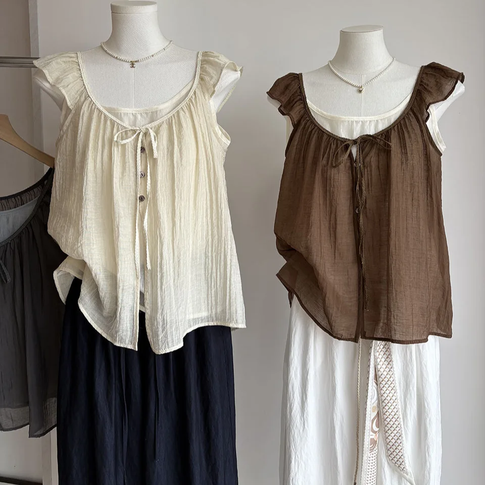Elegant Two-Piece Set Strapless Loose Vest Shirt Sweet Summer New Arrival Women's Fashion Knot round Neckline Casua...
Elegant Two-Piece Set Strapless Loose Vest Shirt Sweet Summer New Arrival Women's Fashion Knot round Neckline Casua...