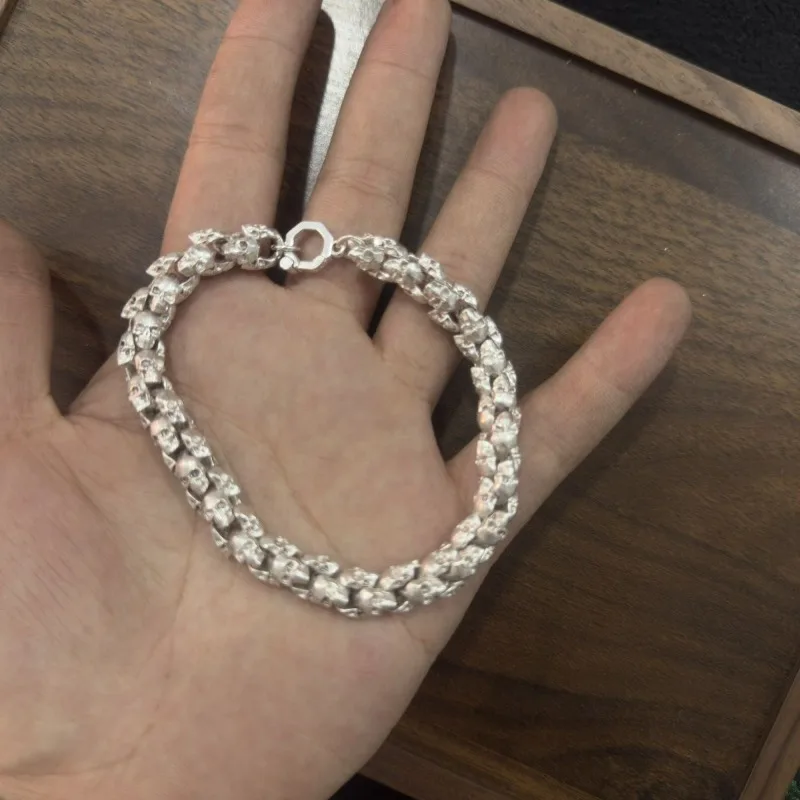 Vintage Distressed Skull Bracelet, Unique Punk Edgy Street Wrist Jewelry for Men Women
Vintage Distressed Skull Bracelet, Unique Punk Edgy Street Wrist Jewelry for Men Women
