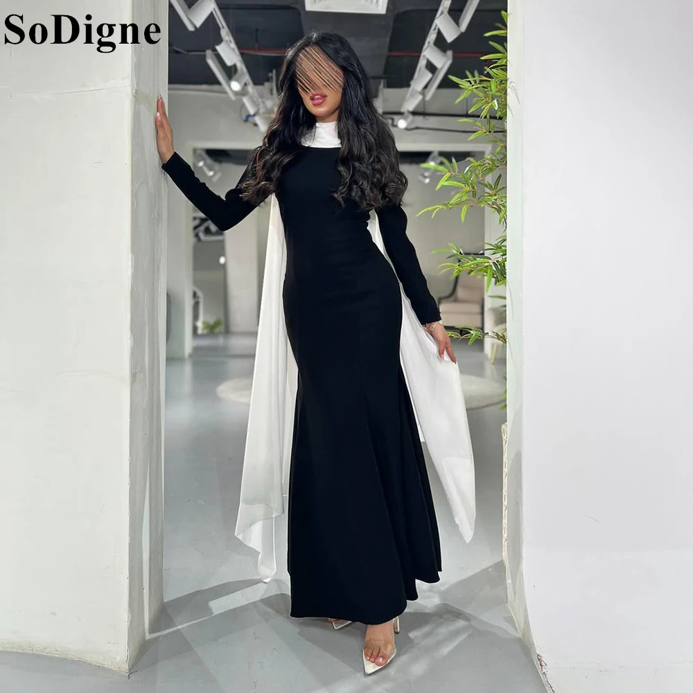 SoDigne Modest Black and White Evening Dresses Mermaid High Neck Saudi Arabia Party Dress Long Sleeves Prom Gowns Customized
SoDigne Modest Black and White Evening Dresses Mermaid High Neck Saudi Arabia Party Dress Long Sleeves Prom Gowns Customized