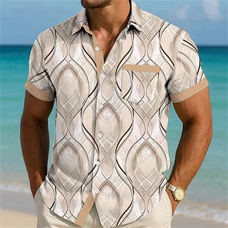 Fashionable Men's Short Sleeve Water Ripple Pattern Digital Printed Shirt Comfortable 100% Polyester Summer Hawaiian Outdoor
Fashionable Men's Short Sleeve Water Ripple Pattern Digital Printed Shirt Comfortable 100% Polyester Summer Hawaiian Outdoor