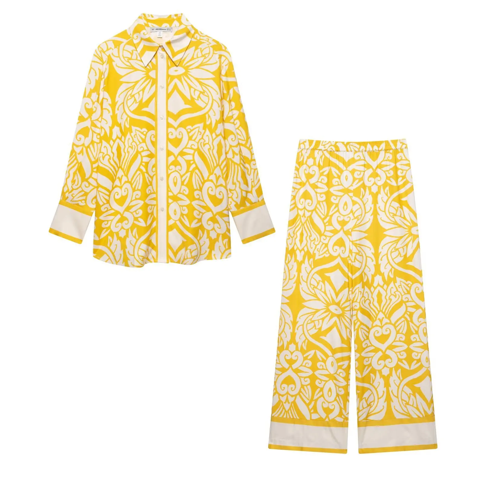 Aesthetics Print Patchwork Shirts And Wide Leg Pant Two Piece Set 2025 New Spring Summer Vacation Suit Loose Yellow Women Sets
Aesthetics Print Patchwork Shirts And Wide Leg Pant Two Piece Set 2025 New Spring Summer Vacation Suit Loose Yellow Women Sets